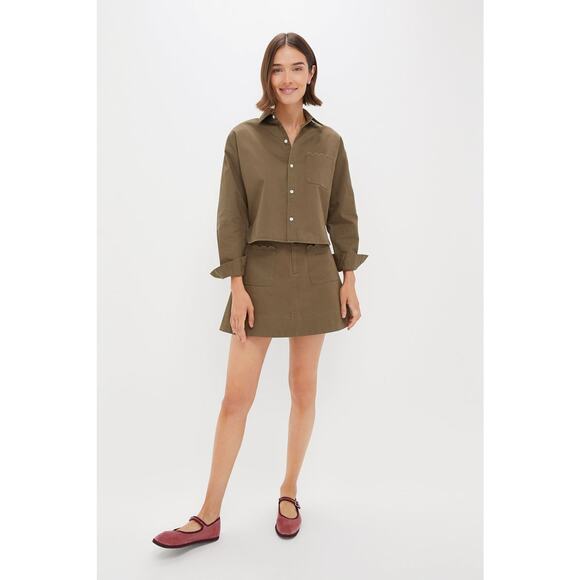 TUCKERNUCK Army Green Chino Cropped Jasper Button Down NWT L - Picture 4 of 6